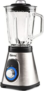 Girmi FR91 Frullatore Frantuma Ghiaccio, Alta Potenza 700W, 2 Velocità con Pulse, Capacità 1.5 Litri, 6 Lame INOX, Bicchiere Graduato in Vetro, Corpo Inox