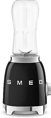 SMEG , Frullatore da Tavolo Compatto PBF01BLEU, 2 Livelli di Velocità, Sicurezza Blocco Motore, 2 Bottiglie da 600 ml in Dotazione, Base Antiscivolo, Avvolgicavo Integrato, 300W, Nero