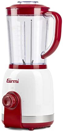 Girmi FR27 Frullatore, 350 Watt, Capacità 1 Litro, 6 Lame Inox, 2 velocità, Funzione Pulse, Bianco/Rosso