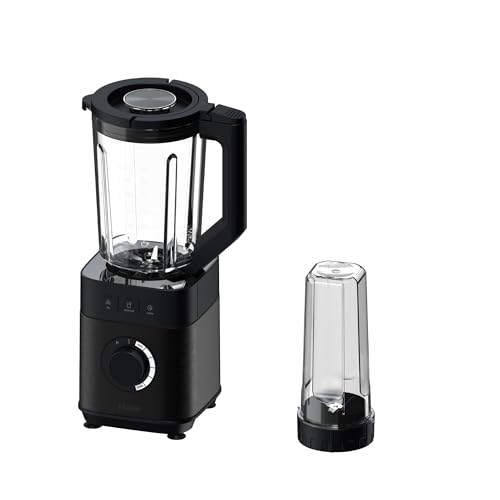 HAIER Frullatore I-Master Serie 5, Funzione Ice Crush, Smoothie, 5 velocità variabili, pulizia automatica, caraffa in vetro da 1,7 L, Personal Jug 0,6 1200 W [Nero]