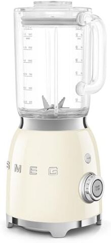 SMEG , Frullatore da Tavolo  1,5 L, 4 Velocità, 4 Funzioni Smoothie, Pulse, Tritaghiaccio e Autopulizia, Blocco Motore e Tappo Dosatore, Base Antiscivolo, Avvolgicavo Integrato, 800W, Panna