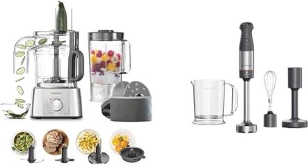 Kenwood Robot da Cucina MultiPro Express FDP65.590SI con Ampia Gamma di Accessori & Triblade XL HBM60.007GY Frullatore ad Immersione, Mixer, Asta in Acciaio Removibile