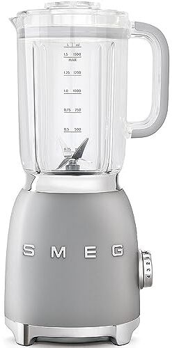 SMEG , Frullatore da Tavolo  1,5 L, 4 Livelli di Velocità, 3 Funzioni Smoothie, Pulse e Tritaghiaccio, Blocco Motore e Tappo Dosatore, Base Antiscivolo, Avvolgicavo Integrato, 800W, Silver