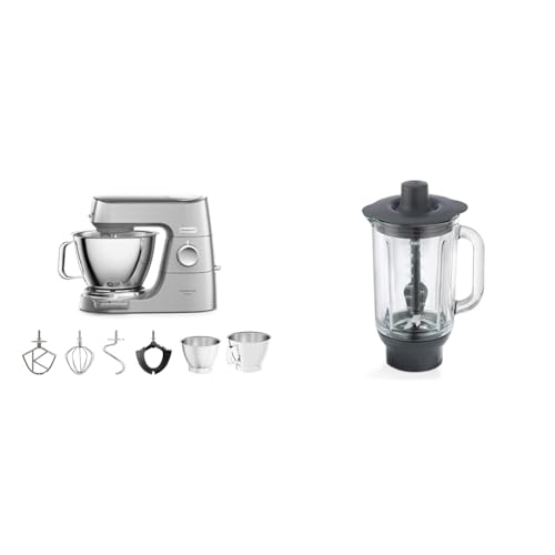 Kenwood Titanium Chef Baker Silver KVC85.004SI, Impastatrice Planetaria, Bilancia Integrata & KAH359GL Accessorio Frullatore per impastatrici planetarie, in vetro Thermoresist