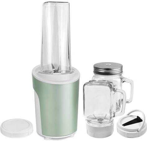 Venga! Blender da Cucina e Frullatore 2 in 1, Potenza 450 W, Plastica, Acciaio Inossidabile, Vetro, Capacità 600 ml, Verde (Menta)