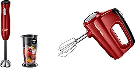 Russell Hobbs Desire Frullatore Ad Immersione, 500 W, 2 Velocita', Rosso & Desire Sbattitore, 350 W, Plastica, 5 Velocita', Rosso