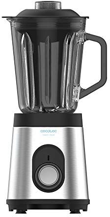 Cecotec Frullatore Power Black Titanium 1000 Inox, 1000 W, corpo in acciaio inox, lama a 6 lame con rivestimento in titanio nero, brocca in vetro da 1,5 l