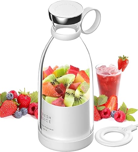 SOUTH AREA Frullatore Portatile, Shake Mixer, 350ML Frullatore Smoothie Blender Bottle Smoothie Maker, Frullatore Personale Multifunzionale per Spremute Fresche Miscelatore USB Ricabile Mini Frullatore