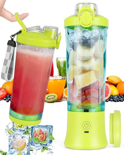 Dreamhigh ® Mini Frullatore Portatile, 600ml Bottiglia Frullatore Portatile con 2 Lame, 4000 mAh Mini Frullatore Elettrico Produce 20 Tazze di Succo Per Casa, Ufficio, Campeggio e Viaggi