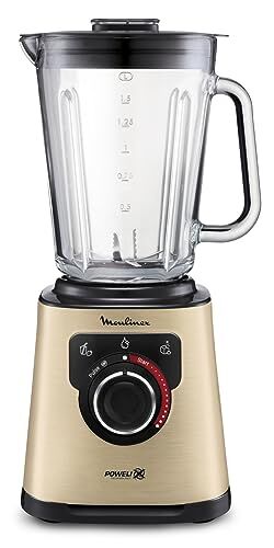 Moulinex PerfectMix + Frullatore, Frullatore Alta Velocità Potenza 1200W, Tecnologia Powelix, Capacità 1.5Litri, Frullatore con Vaso in Vetro Termoresistente, Facile da Usare, LM871A