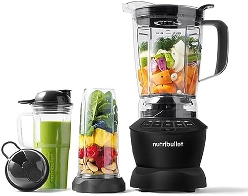 nutribullet Full Size Blender Combo, Frullatore Elettrico, Tritatutto Multifunzione, Professionale, Con Tre Bicchieri di cui uno da 1,8 L Senza BPA, Potenza 1200 Watt, NBF500MB