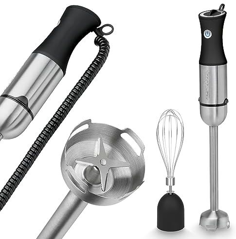 Profi Cook ProfiCook PC-SMS 1220 Set frullatore a immersione 2 in 1, frullatore a immersione e frusta da 1000 Watt, manico lungo in acciaio INOX, 27 cm, colore: Nero