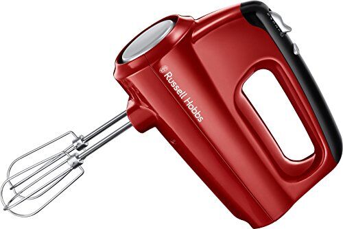 Russell Hobbs Sbattitore elettrico, gancio impastatrice incluso, 5 livelli di velocità + funzione Turbo, 2 frustre per montare + 2 ganci per impastrare, 350 W, Desire Rosso,