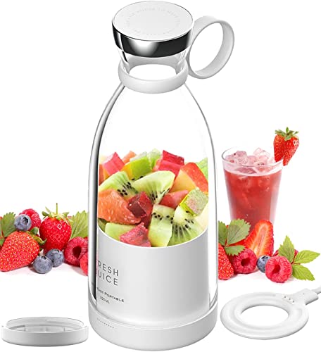 SOUTH AREA Frullatore Portatile Frullatore Frullatore Shake Mixer Frullatore Portatile USB Ricaricabile Personale, Frullatore Frutta Wireless Sport Campeggio Fitness… (BIANCO+COPERCHIO)