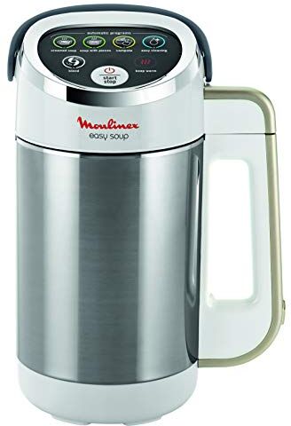 Moulinex Frullatore riscaldato, Frullatore zuppa, Potenza 1000 W, Capacità 1,2 L, 5 programmi automatici, Doppia parete, Mantenimento caldo 40 min, Libretto ricette, Easy Soup, Inox