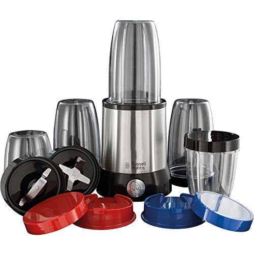 Russell Hobbs Frullatore Smoothie, Lama a 6 punte, 3 bicchieri grandi (700 m)+ 2 bicchieri piccoli (350 ml), Smoothie, Shaker, 700 W, Acciaio Inox,