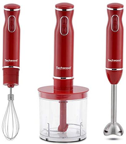 Techwood Frullatore a Immersione 3 in 1, 600 W, Rosso, Multicolore