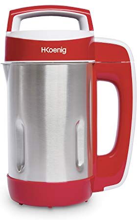 h.koenig Soup Maker 1.1L  in acciaio inox, frullatore cuoci zuppe professionale multifunzione, 4 programmi di preparazione, ricette calde e fredde 850W