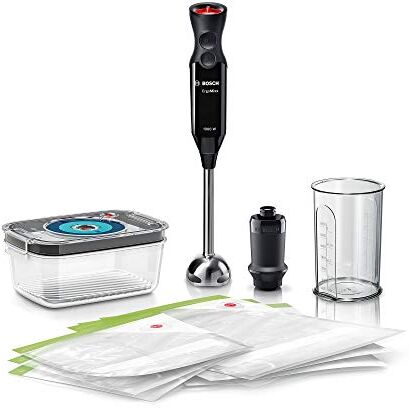 Bosch ErgoMixx Hand Blender Frullatore a Immersione Portatile con Sistema Sottovuoto, 1000 W, 12 Impostazioni di Velocità, Lama a 4 Ali, Bicchiere Graduato e Accessori per Sottovuoto