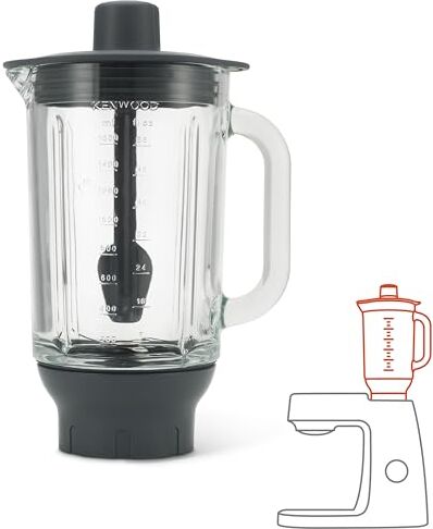 Kenwood KAH359GL Accessorio Frullatore per impastatrici planetarie, in vetro Thermoresist, lame in acciaio inox facilmente removibile, capacità 1,6L, Grigio trasparente