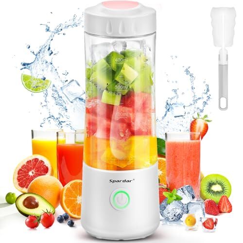 Spardar Bottiglia Frullatore Portatile, 350ml Frullatore Smoothie con Display LED Intelligente Frullatore USB Ricaricabile per Fitness, Viaggi e Lavoro