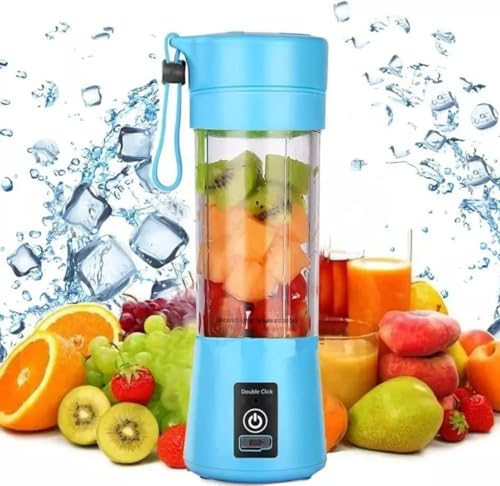 Generic Smoothie Mixer-Spremiagrumi Portatile:380ml,frullatore personale con 6 coltelli in acciaio inox,portatile,senza BPA,con tazza mixer USB per frullati e succhi (Blu)