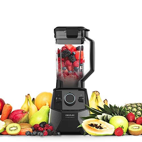 Cecotec Blender Cup Power Black Titanium 2000 Pro. Potenza 2000 W, lama a 8 lame, rivestimento in titanio nero, 3 programmi preimpostati, brocca quadrata in plastica, senza BPA