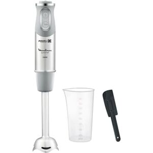 Moulinex Quickchef, Frullatore a mano + spatola, piedino metallico, 1000 W, 10 velocità, bicchiere dosatore 800 ml, lame Powelix, grigio Moulinex Quickchef, Frullatore a mano + spatola, piedino metallico, 1000 W, 10 velocità, bicchiere dosatore 800 ml, lame Powelix, grigio