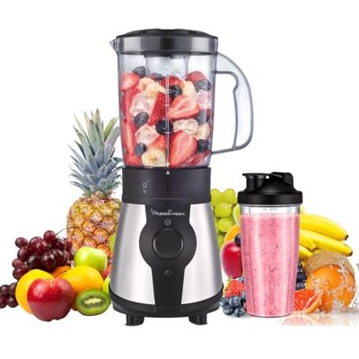 Moulinex Blend&Go Frullatore Portatile con Bottiglia da Viaggio 750 ml, Potenza 300W, Design Compatto e Facile da Pulire, Lame in Acciaio Inox, Mini Frullatore smoothie Facile da Usare, LM1B1D Moulinex Blend&Go Frullatore Portatile con Bottiglia da Viaggio 750 ml, Potenza 300W, Design Compatto e Facile da Pulire, Lame in Acciaio Inox, Mini Frullatore smoothie Facile da Usare, LM1B1D