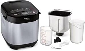 Moulinex OW240E Pain & Délices Macchina del Pane in Acciaio Inox con Funzione Yogurt e 20 Programmi Automatici (3 Senza Glutine) per Pizza, Pasta, Dolci, Marmellate e Cereali, 20W, Nero