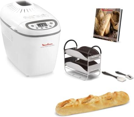 Moulinex Home Bread Baguette Macchina del Pane, 1650 W, 1.5 kg, 16 Programmi Automatici, 3 Velocità, Schermo LCD, Macchina per Pane, Pizza, Pasta, Dolci, Marmellate, Ricettario Incluso