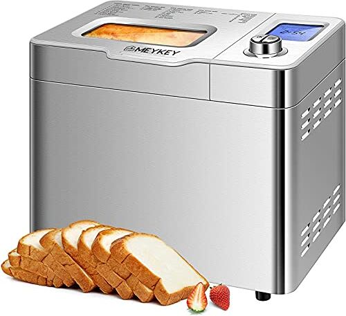 Nictemaw Macchina del Pane in Acciaio Inox, Macchina per il pane con Funzione 25 Programmi, Capacità fino a 900G, 550W