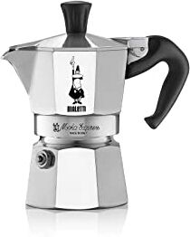 Bialetti Caffettiera Moka Express 2 Tazze, Manico anti scottatura, Non adatta a induzione, (90 ml), Alluminio