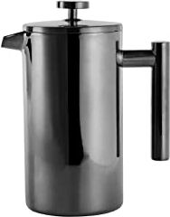 ECHTWERK French Press in acciaio inox, pressa termica a doppia parete isolata, caffettiera con filtro a pressione per il campeggio e l'ufficio, Black-Edition, 800 ml