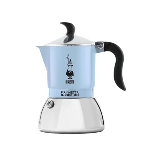 Bialetti Moka Fiammetta Induction 2 Tazze Azzurra Caffettiera Adatta a Induzione