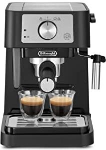 DeLonghi Macchina da Caffè Per Polvere o in Cialde E.S.E., Sistema Latte Manuale, Facile da usare, Serbatoio Estraibile da 1.1 L, Caldaia acciaio inox