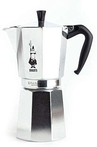 Bialetti Caffettiera Moka Express 18 Tazze, Manico anti scottatura, Non adatta a induzione, 18 Tazze (800 ml), Alluminio