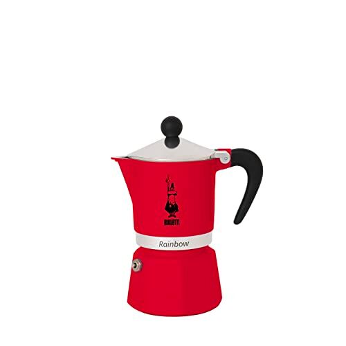 Bialetti Rainbow Caffettiera Colorata, Alluminio, Rosso, 1 Tazza