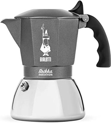 Bialetti Macchina da caffè a induzione Brikka, 4 tazze (170 ml), espresso stile bar, adatta a tutti i tipi di fornelli, design elegante