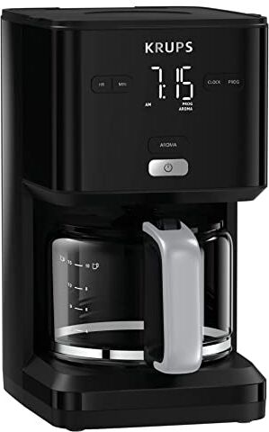 Krups KM6008 Smart'n Light Macchina da caffè con filtro   Display intuitivo   Capacità 1,25 L per fino a 12 tazze di caffè   Funzione Auto Off   Sistema antigoccia   Timer 24 ore   Nero