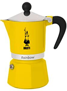 Bialetti Rainbow Caffettiera Colorata, Alluminio, Giallo, 3 Tazze