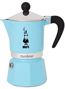 Bialetti Rainbow Caffettiera Colorata, Alluminio, Azzurro, 1 Tazza