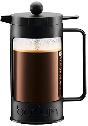 Bodum Caffettiera Bean da 0,35 litri, per 3 tazze, Vetro, Nero , 8 tazzes, 4 Unità