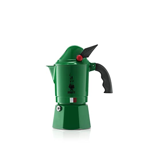 Bialetti Caffettiera New Break Alpina, Manico Anti Scottatura, In Onore Del Corpo Degli Alpini, Non Adatta a Induzione, 3 Tazze (130 ml), Alluminio, Verde