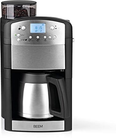 BEEM Fresh-Aroma-Perfekt Thermolux, Macchina del Caffè con Macinino per Caffè in chicchi e Caffè Filtro, 1,25, Bricco termico, Filtro permanente, Timer [1000 Watt/argento ]