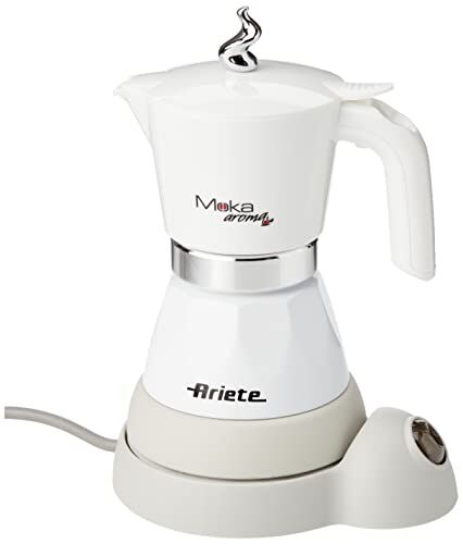 Ariete Moka Aroma Moka elettrica 2/4 tazze Base cordless Autospegnimento Mantenimento temperatura per 30' 400 Watt Bianco