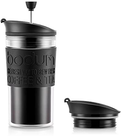 Bodum 11102 – 01S Thermos a stantuffo, Coperchio a Clamshell, Nero, Trasparente, 0,35 l, plastica, 8,9 cm