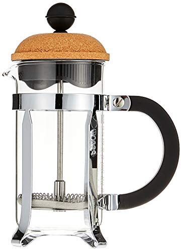 Bodum CD Chambord 350ml Sughero French Press 3 tazze-350 ml, Vetro Plastica Acciaio Inossidabile, 7.5 cm