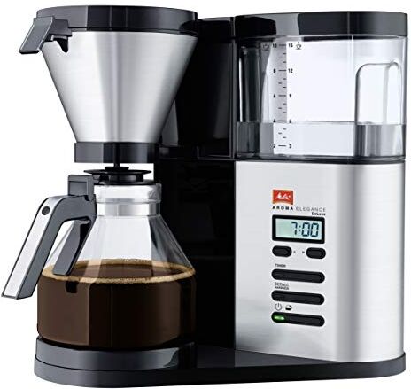 Melitta Aroma Elegance Deluxe 1012-03 Macchina da caffè a Filtro, 15 Cups, Acciaio Inossidabile, Nero