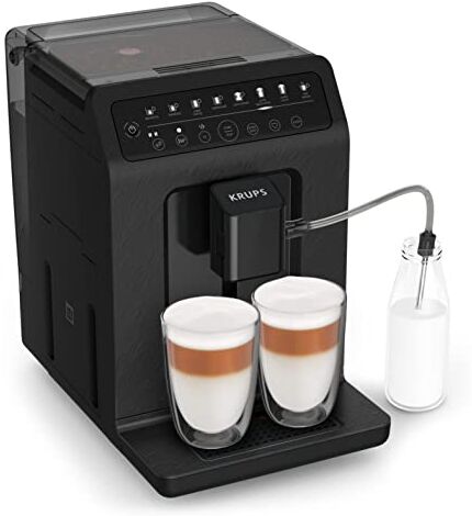 Krups Evidence Eco-Design Macchina da caffè automatica, Expresso, Capuccino, Quattro Force, Sistema One-Touch, 8 bevande preimpostate, Bevande personalizzabili, Nero